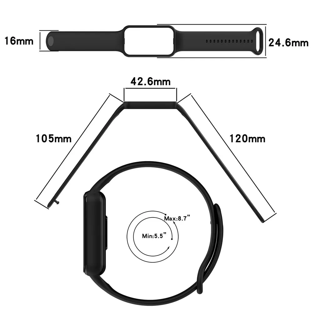 Strap For Huami Amazfit Band 7 Silicone Watchband Single Color Adjustable bracelet Wristband Replacement Accessories