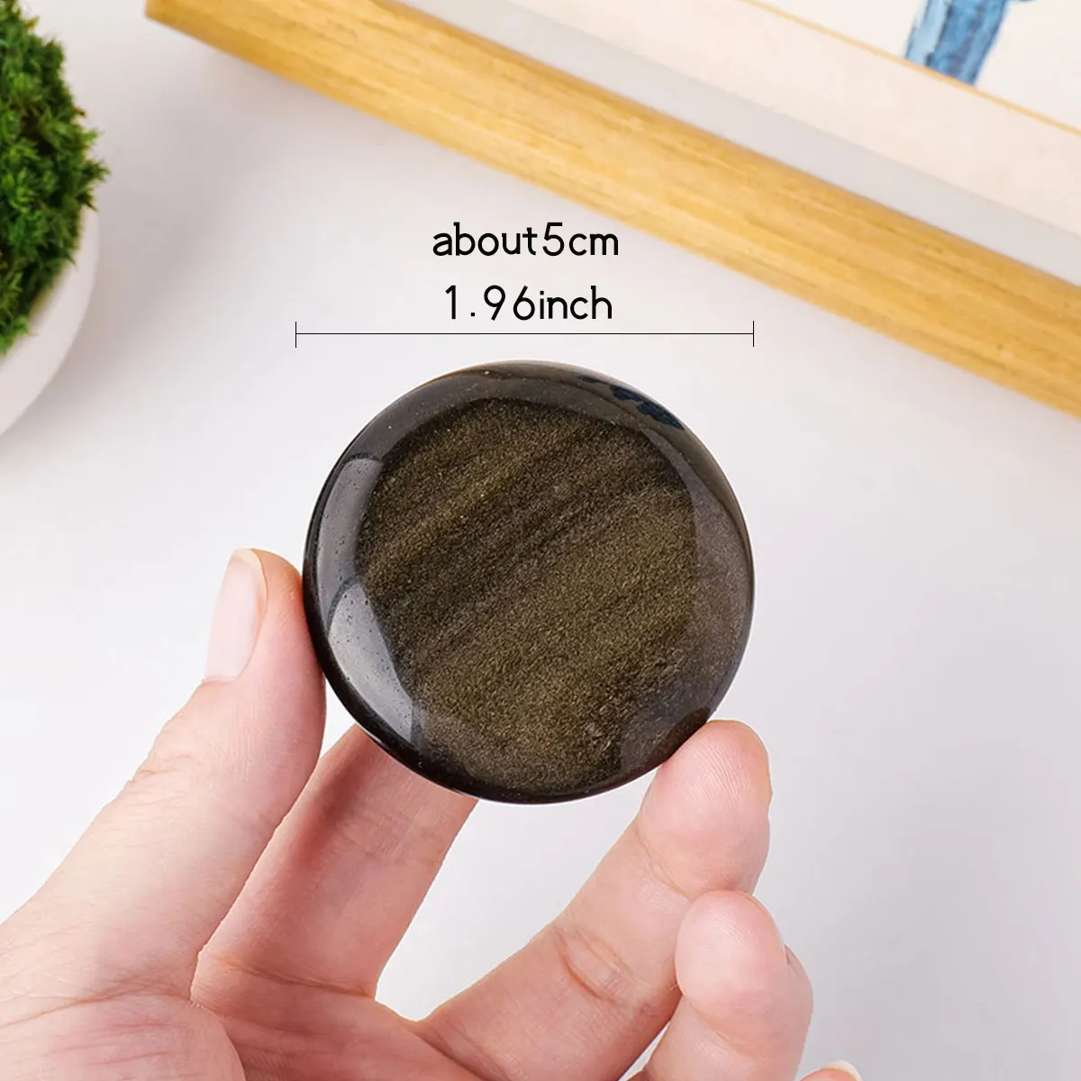 1PC Natural G-Obsidian Round Gemstone Coffee Tables Kitchens Stylish Gift Christmas Thanksgiving Home Decor Enthusiasts