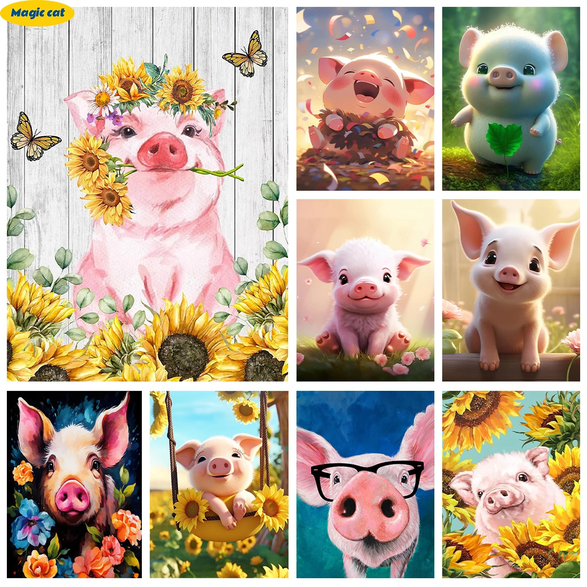 

Cartoon Pig 5D Diamond Painting Kit Pet Piggy Diy Diamond Embroidery Rhinestones Cross Stitch Child Hand Gifts Home Wall Decor