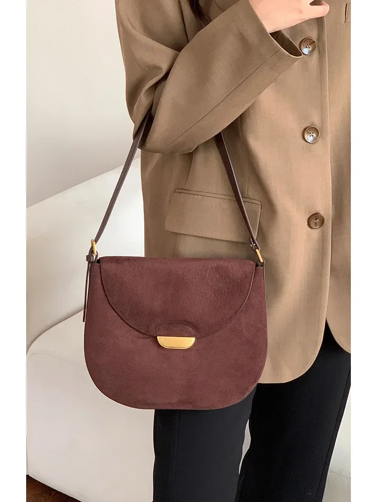 

Women Casual Daily-use Classic Bag Ladies Frosted Cow Split Leather Shoulder Bags Female Portable High Quality Cowhide Handbags