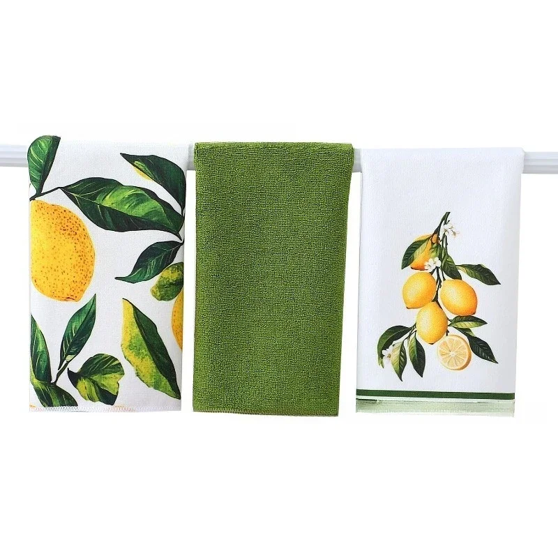 56 cm x 36 cm Zitronendruck-Küchengeschirrtuch, saugfähige Küchentücher, schnell trocknendes Geschirrtuch für die Küche, Kochen, Reinigen, Dekor