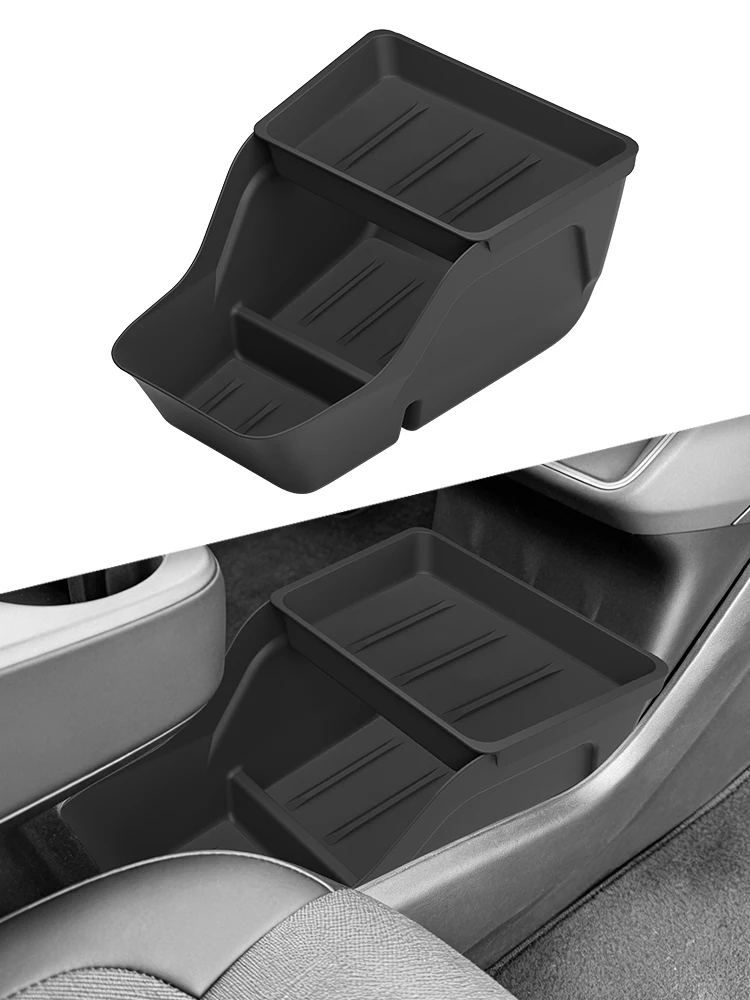 Smabee für Tesla Model Y Juniper Standard RWD 2025 2026 Vollumfassende Upgrade-Aufbewahrungsbox für die untere Mittelkonsole aus ABS in Schwarz