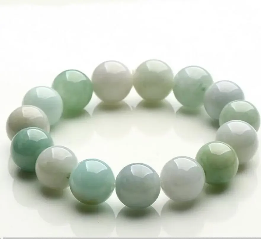 

Natural Myanmar Green Jade Bracelet 12MM beads Fashion Temperament Jewelry Gems Accessories Gifts Wholesale Brace