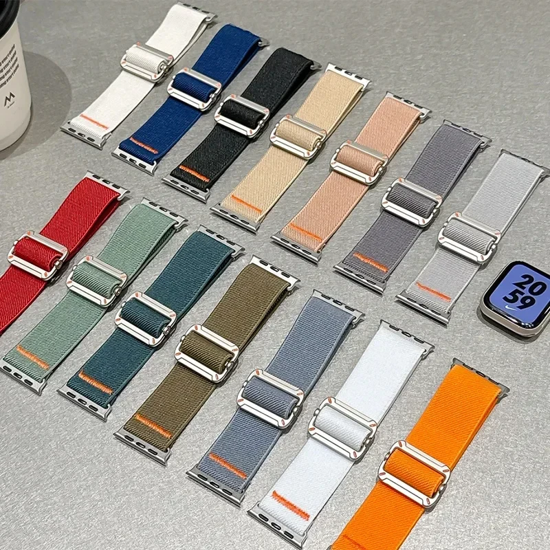 Нейлоновый ремешок для Apple Watch Band Ultra 2 49 мм 10 9 8 7 46 мм 45 мм 41 мм 44 мм 42 мм Плетеный эластичный браслет для IWatch Series 6 SE