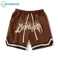Streetwear Hip Hop Sports Shorts Men Harajuku Letter Embroid Summer Loose Elastic Waist Gym Basketball Fitness Jogging Shorts