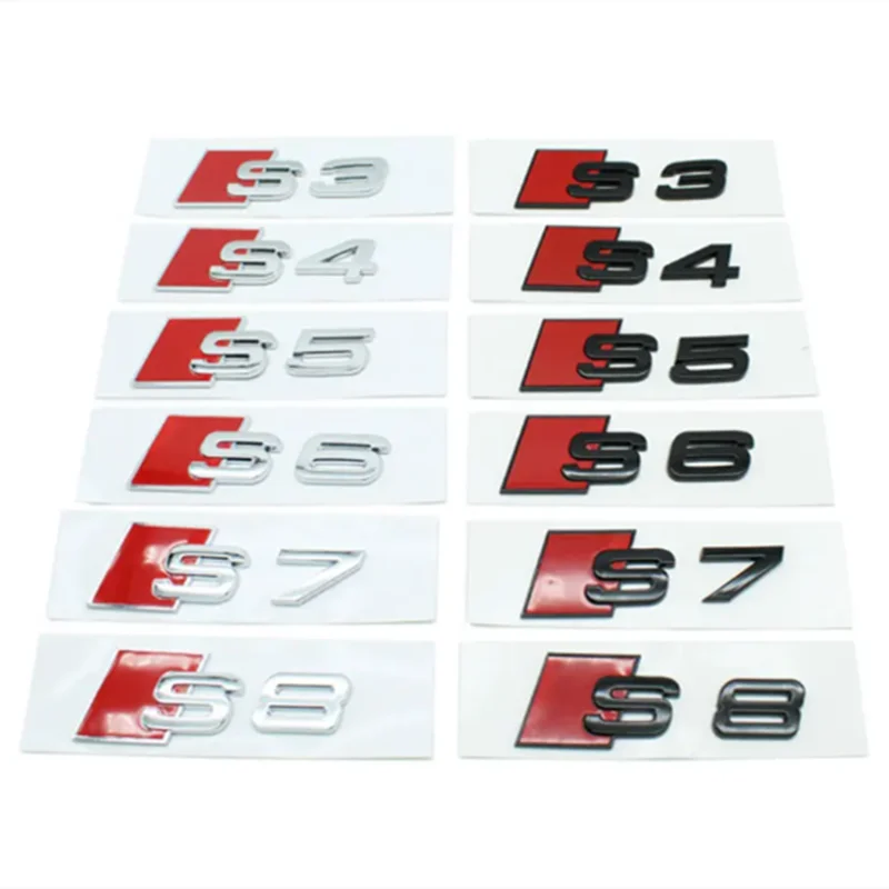 Auto Achterste Kofferbak Embleem Logo Badge Sticker Voor Audi S3 S4 S5 S6 S7 S8 Letter Nummer Embleem Sport S-Klasse Umbau