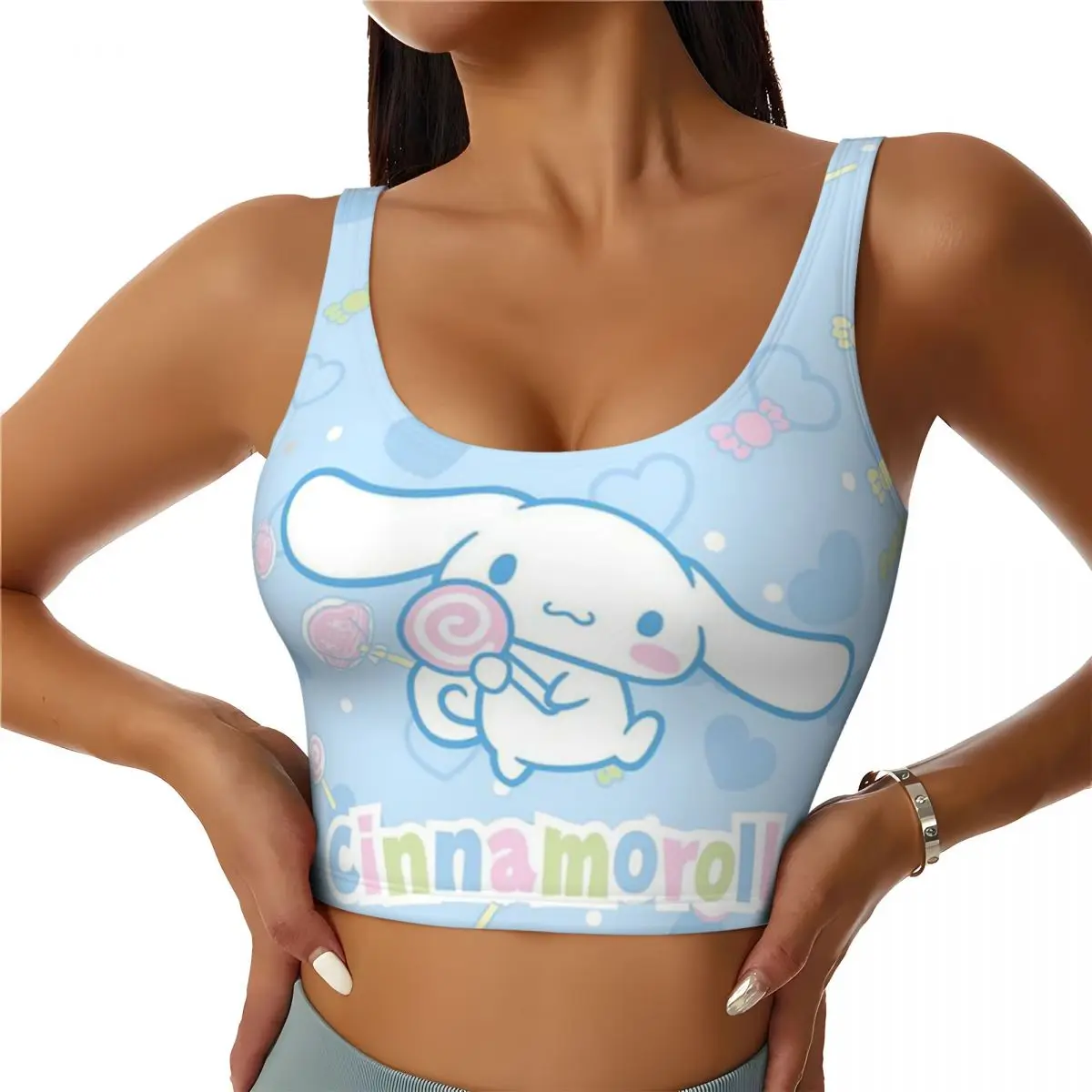 

Новые Индивидуальные Аниме Cinnamoroll тренировочные кроп-топы для женщин Бесшовные Спортивные бюстгальтеры для бега йоги