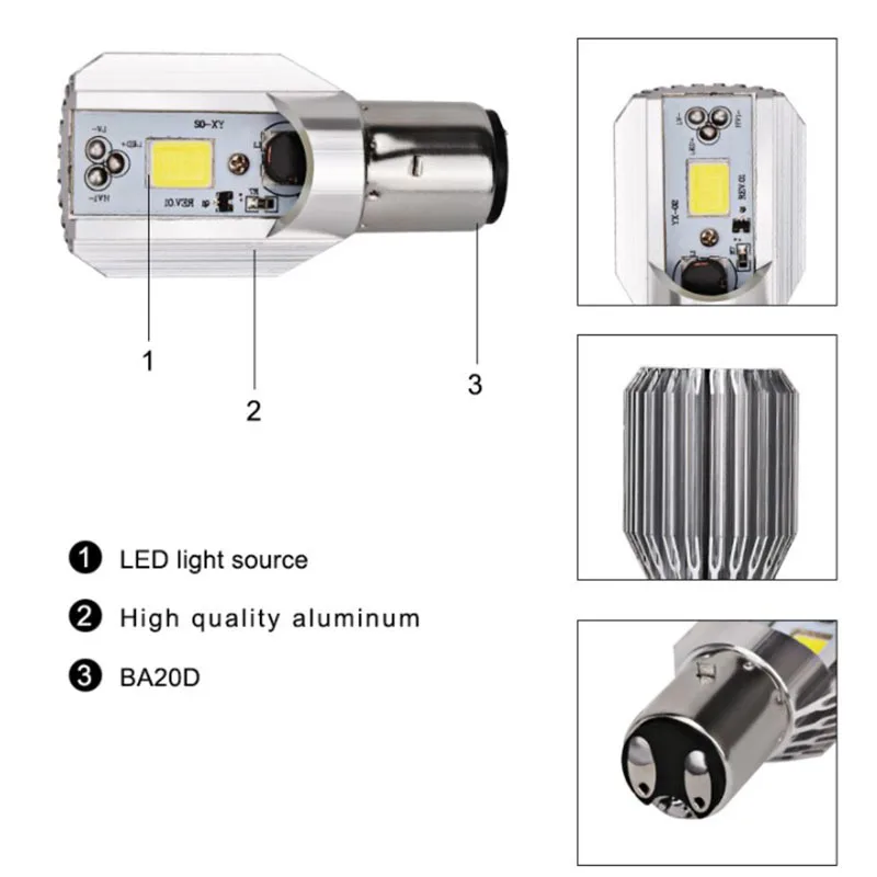 1PCS H4 LED H6 BA20D P15D Motorcycle Headlight Bulbs CSP COB White 6000K Lens Hi Lo Lamp Moto Scooter Accessories 12V Headlamp - view 3