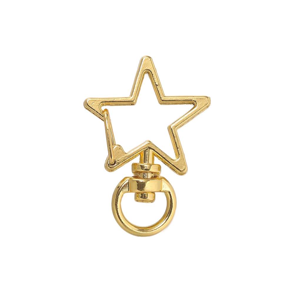 10 pçs/set em forma de estrela primavera snap chaveiro clipe com fivela de suspensão, anel de salto aberto & fecho giratório de metal para fazer jóias diy