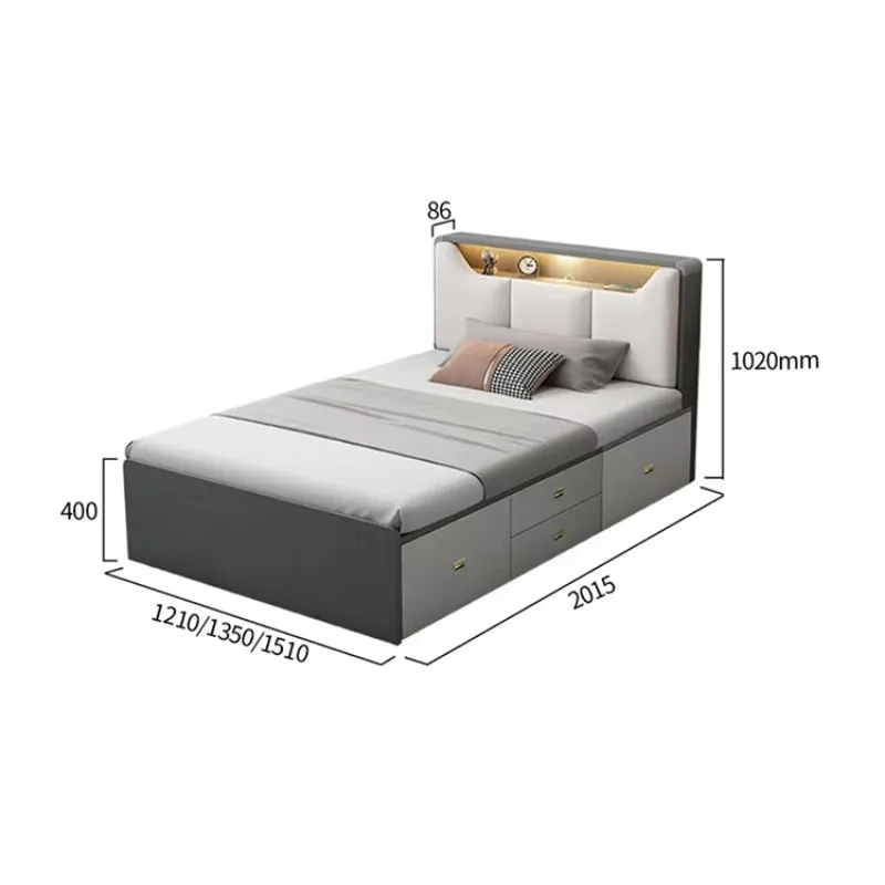 

Modern space-saving furniture bedroom functional wooden storage double wooden bed