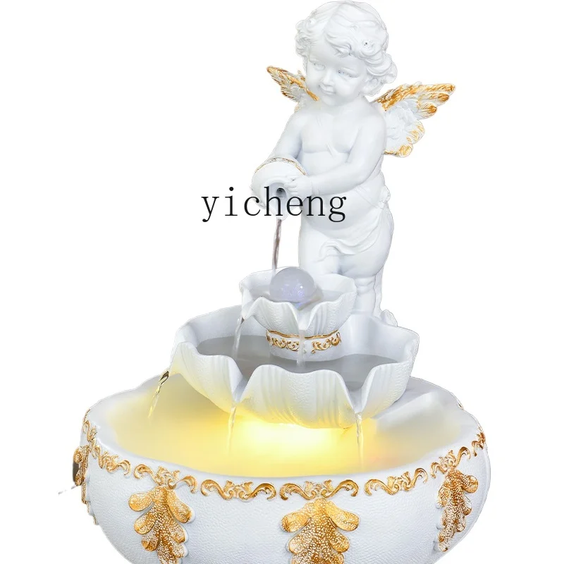 

Zc Flowing Water Ornaments Living Room Home Creative Fish Tank Floor TV Cabinet next to Decorations