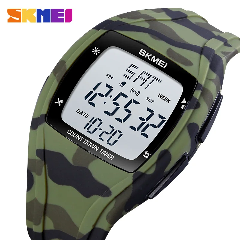 

SKMEI Men Led Display Watch Outdoor Sports Watches For Men&Women Countdown Waterproof 50M Alarm Clock Reloj Hombre