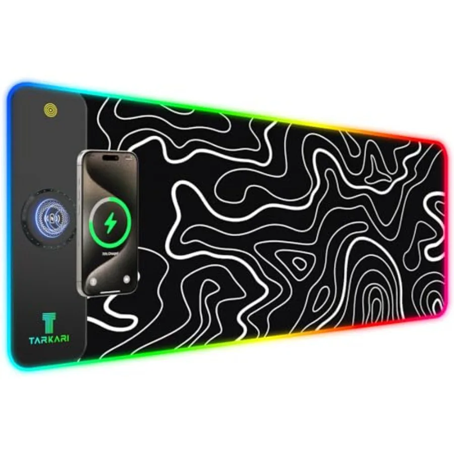 Magnetic Wireless Charging RGB Mouse Pad, Large Gaming Desk Mat Waterproof, 31.5"x11.8" Mousepad, Ultra-Smooth Surface, Non-Sli