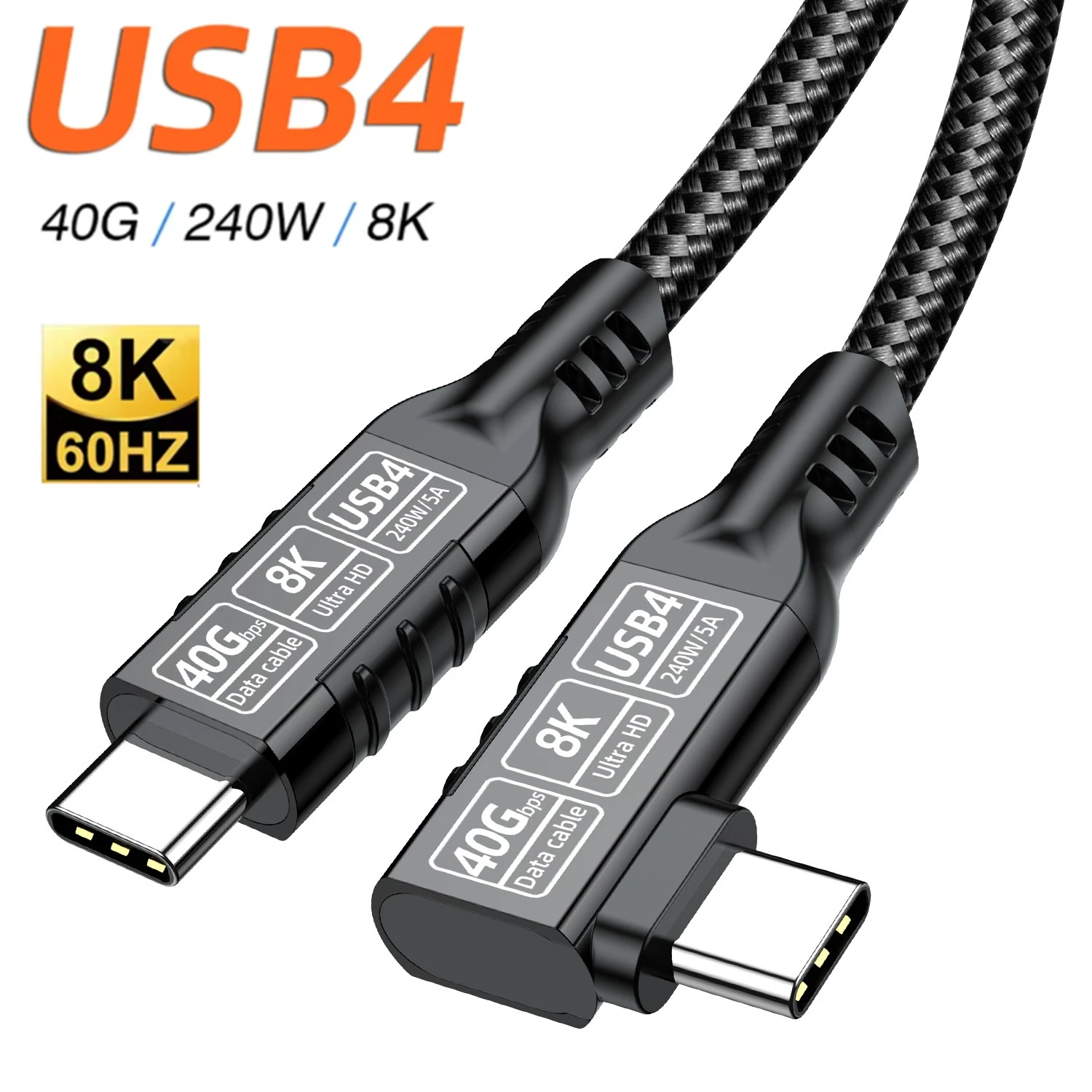 16K USB5 Cable 80Gbps 240W 5A 48V For Thunderbolt5 Type C Fast Charging Cable Thunderbolt4 USB C to Type-C Data Transfer Cord 2m