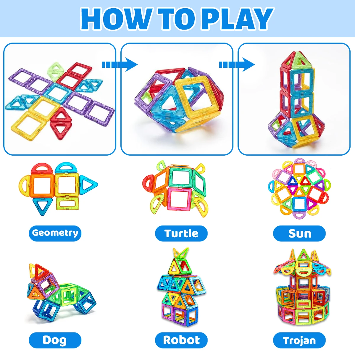 Conjunto de blocos de construção magnéticos-3d stem montessori conjunto educacional brinquedos para crianças meninos meninas presentes 30/50/90/140 peças