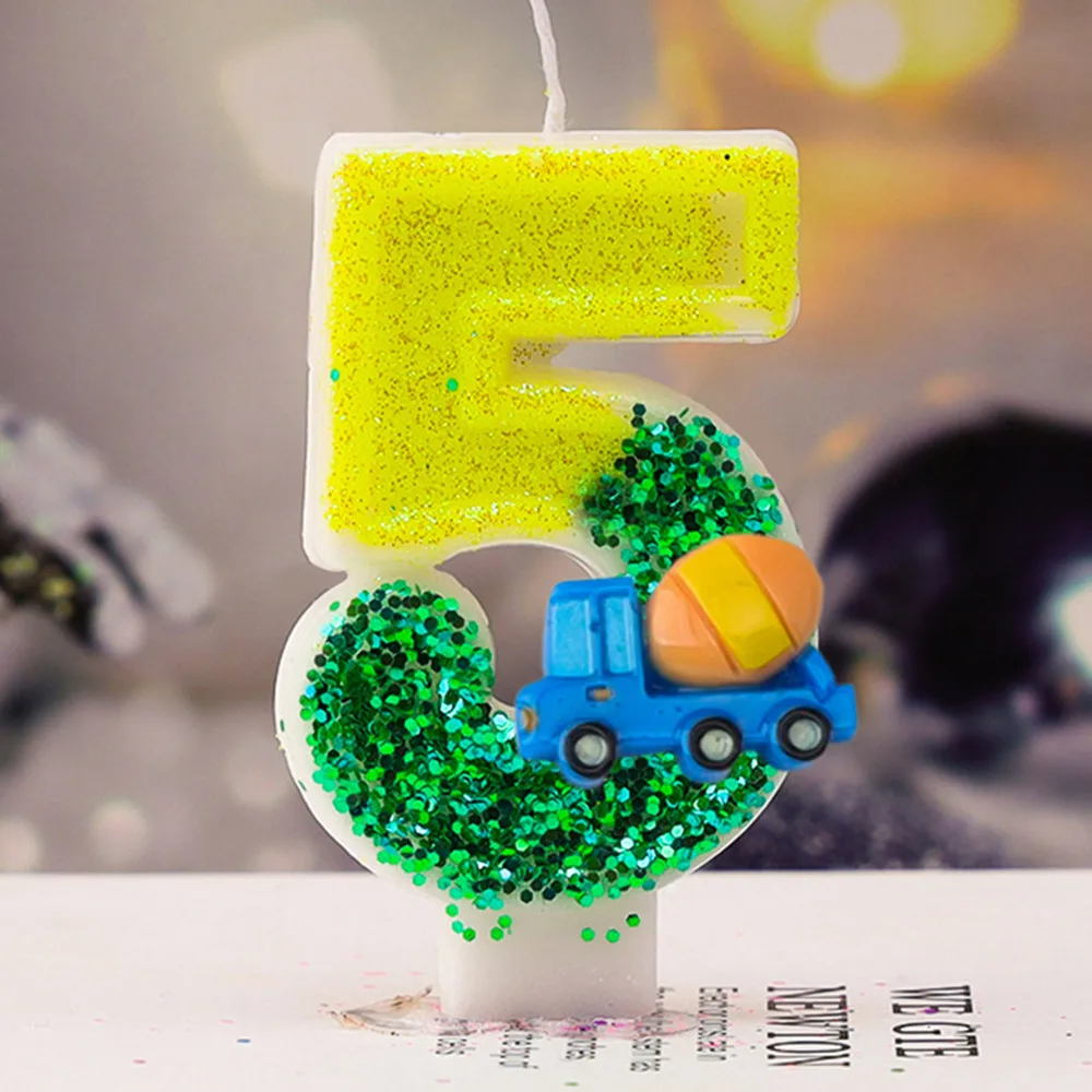 Small car theme Happy Birthday Digital Candle Prince Party 0-9 Number Candle Birthday Party Cake Decoration Boy Years Birthday