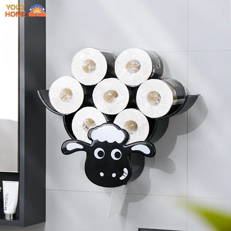 

NEW Cute Sheep Animal Wall Mount Roll Paper Holder Art Sculpture Sloth Toilet Bathroom Tissue Rack Storage Shelf Home Decor