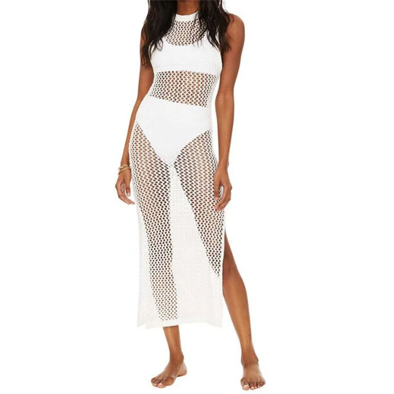 

Women Swimsuits Backless Fishnet Bikini Cover Ups Crochet Bathing Suit Bodycon Knit Beach Dress Swimwear Long Beachwear Vestidos