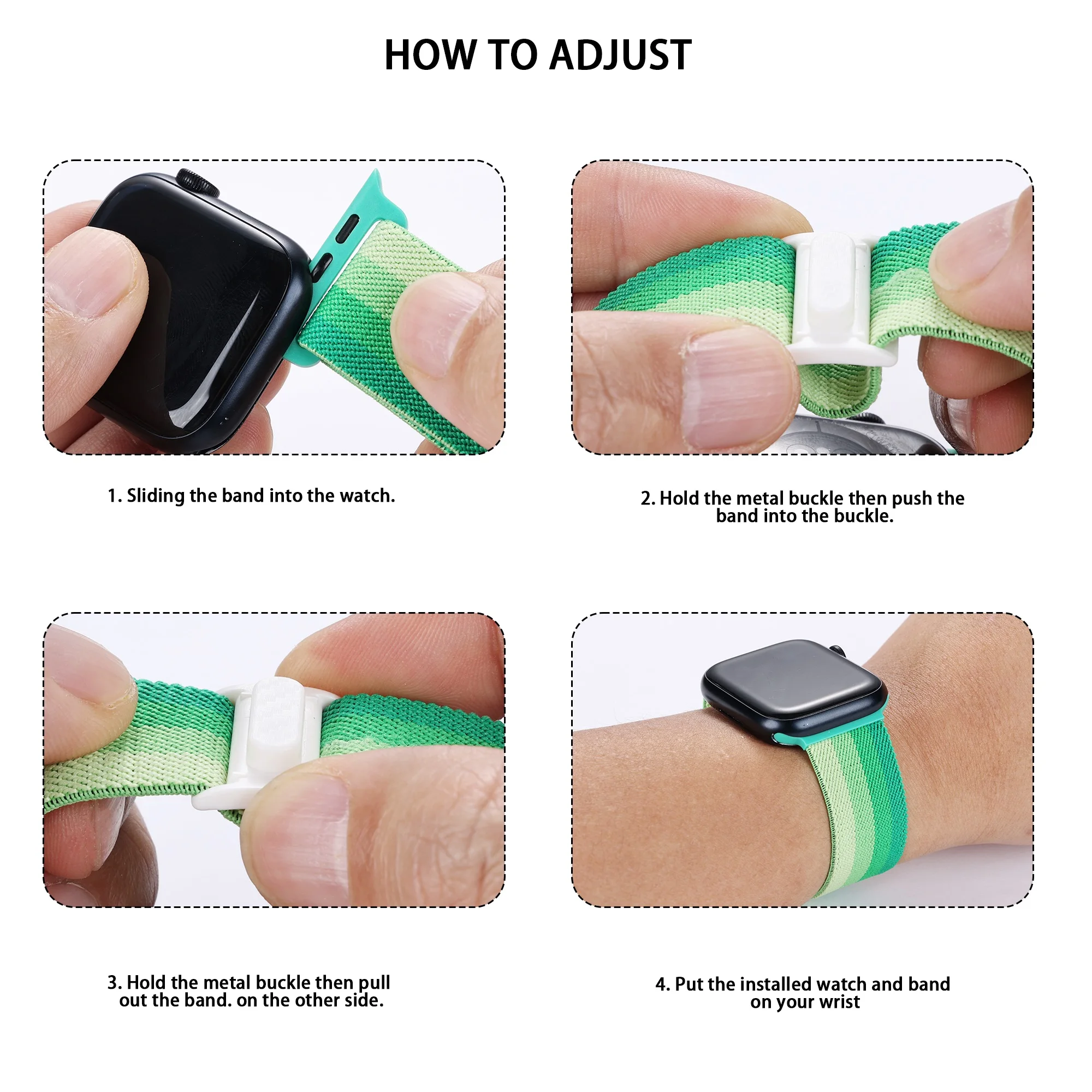 Band For Apple watch Strap 45mm 40mm 44mm 41mm 49mm 38mm Elastic Nylon Solo correa bracelet iWatch series 9 8 7 6 5 4 3 SE Ultra image 5