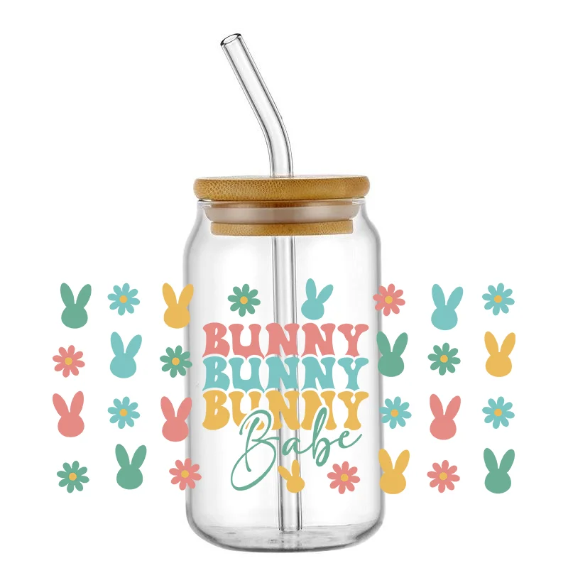 

Easter Day 3D UV DTF Transfer Sticker For The 16oz Libbey Glasses Bunny Wraps Cup Can DIY Waterproof