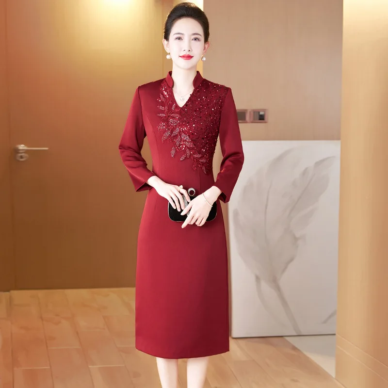 

Yourqipao 2024 Chinese Traditional Improved Cheongsam Wedding Party Dress Women Qipao Mother Of The Bride Gowns