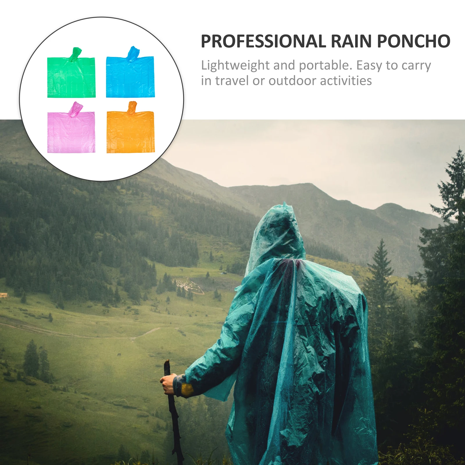 

4pcs Portable Raincoats Wear-Resistant Peva Material Lightweight Rain Ponchos For School Travel Outdoor