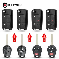 KEYYOU 2/3/4 pulsante modificato Flip Remote Blank Case pieghevole Car Key Shell per Nissan Sunny Sentra Versa Tiida con lama NSN14