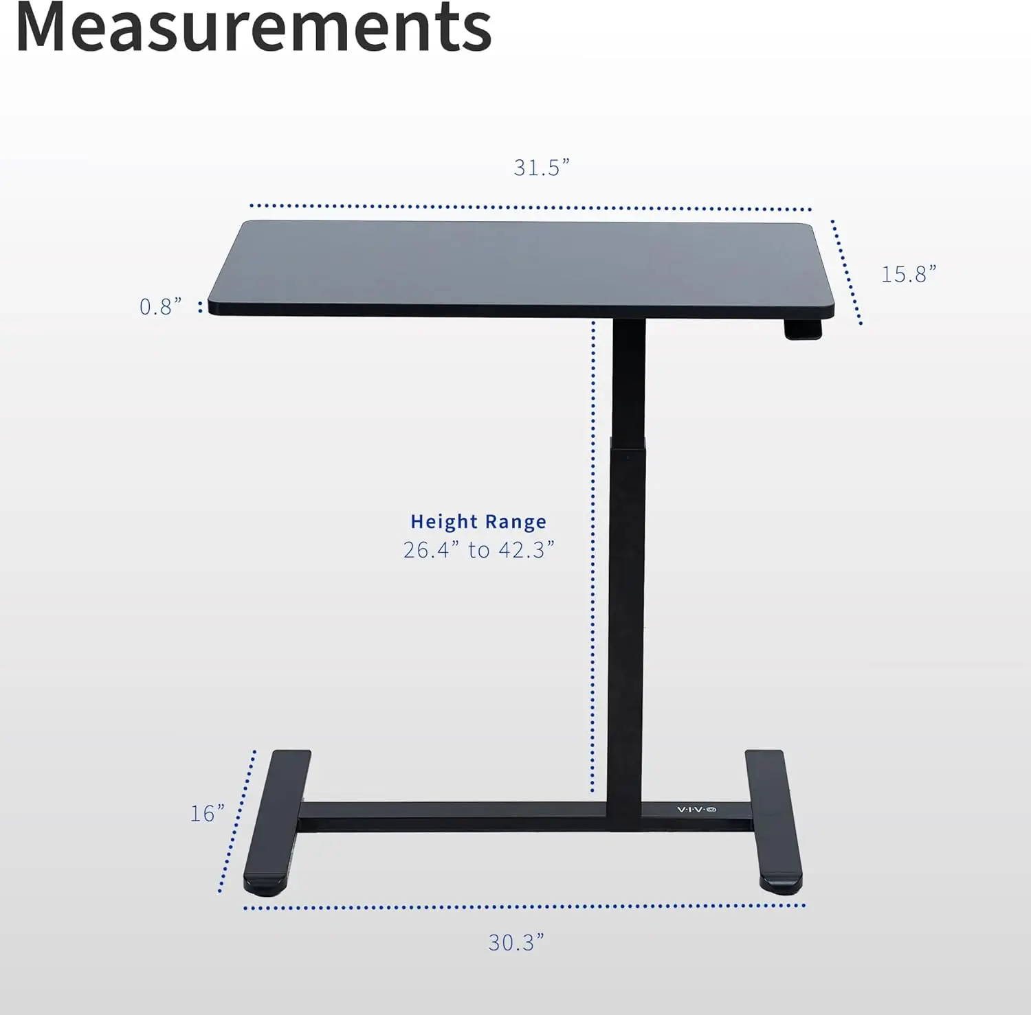 مكتب كمبيوتر محمول يعمل بالهواء المضغوط مقاس 32 × 16 بوصة فوق الأريكة، سطح مكتب متنقل مع عجلات مخفية، عربة بجانب السرير، طاولة سرير منزلقة طبية، أسود