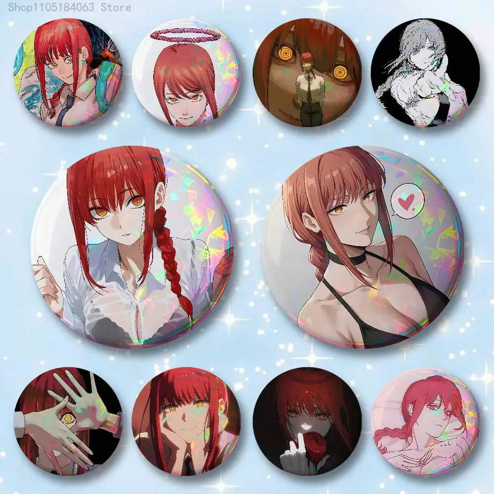 

Makima Badges 25 32 44 58 75 mm Round Cosplay Pin Bag Decor Fans Collect Friends Gifts Brooch Souvenir