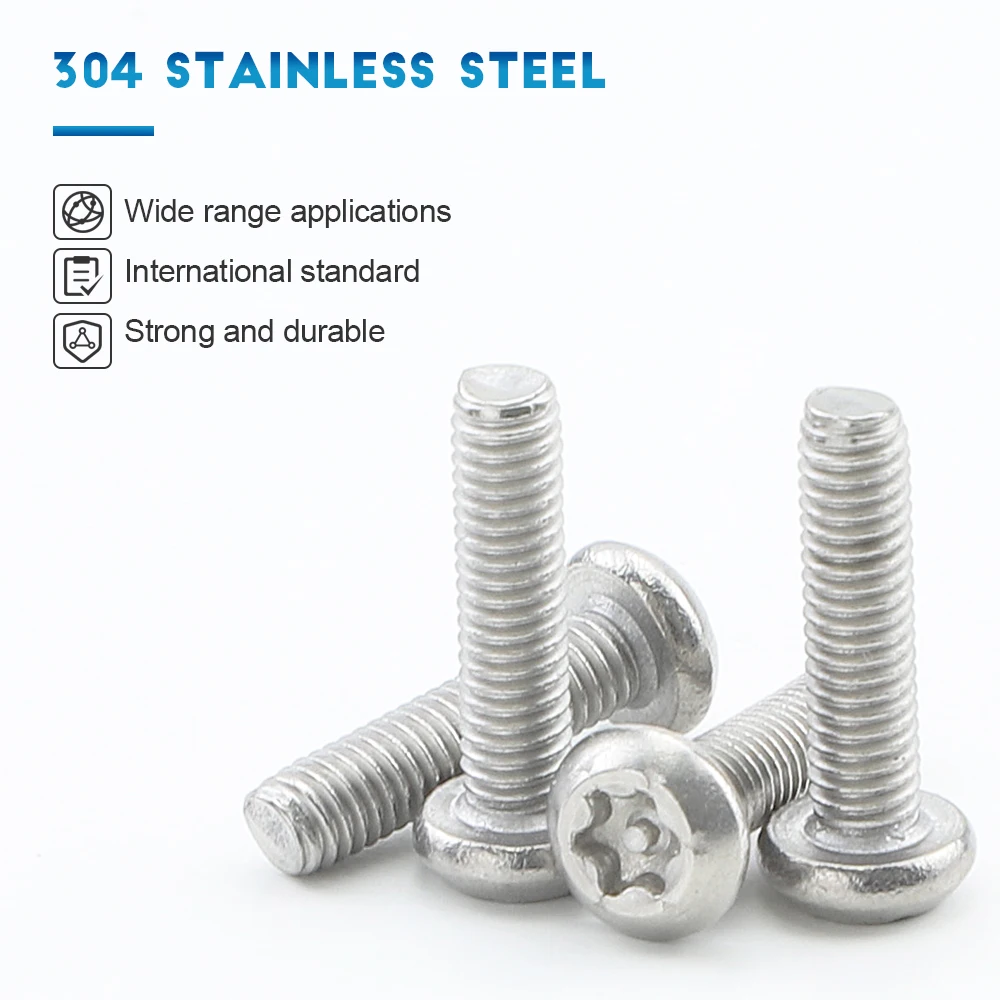 Pan Head Torx Security Machine Screws Stainless Steel M2-M6 Tamper-Resistant Anti-theft Screw for Wall Plates Panels Fixtures