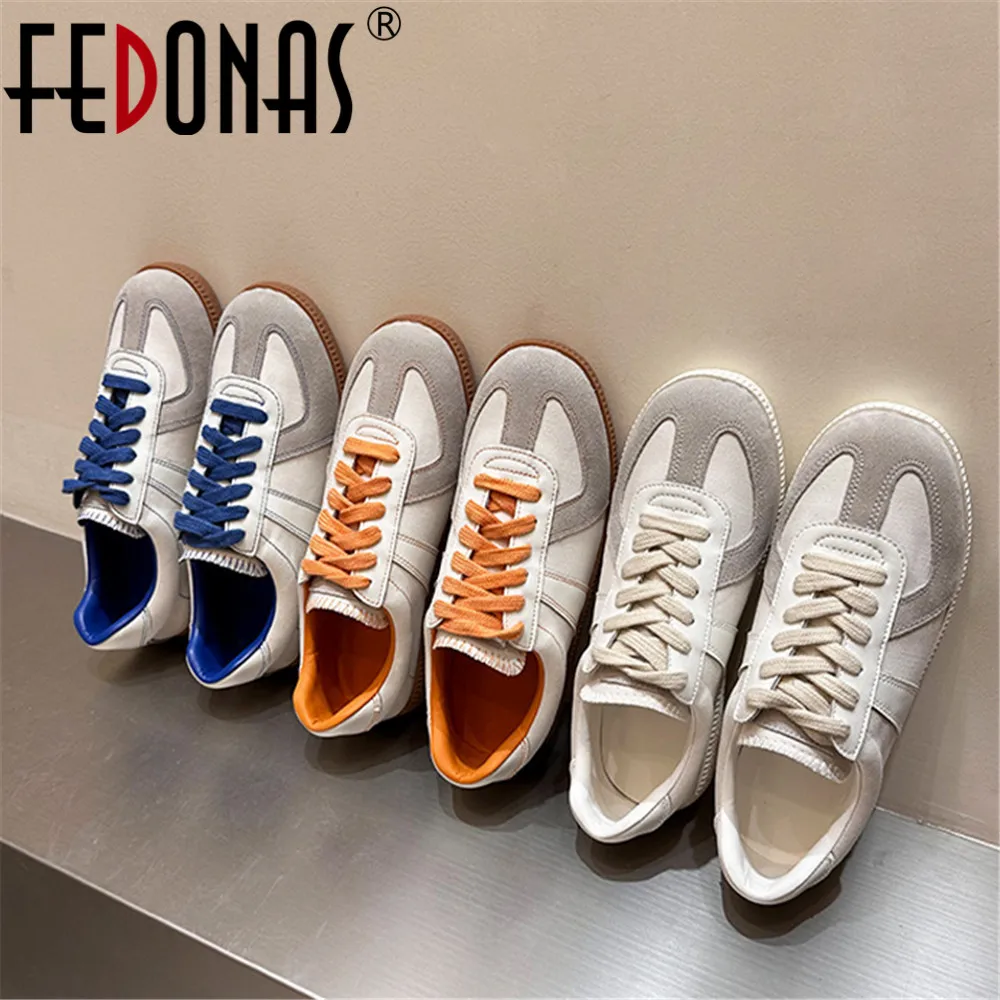 

FEDONAS Fashion Women Genuine Leather Sneakers Flats Heels Round Toe Casual Comfort Shoes Woman Corss-Tied New Flats Sport Shoes