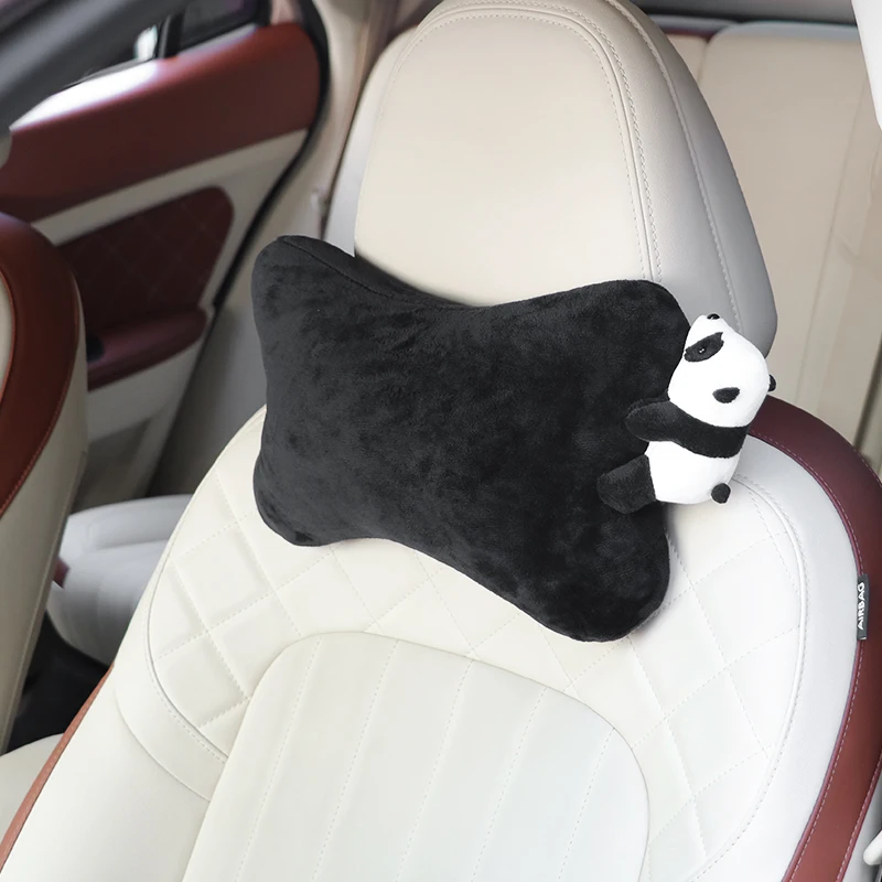 Panda Car Neck Pillow Headrest Comfortable Seat Belt Shoulder Pad Cover Universal Auto Head Rest Cushion for Women Men Christmas