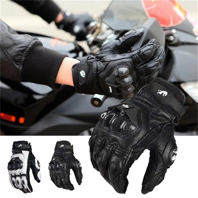 

Mens Women 4 Season Driving Supertech Black/White Motorcycle Leather Gloves Racing Glove Motorbike Cowhide Race Bike Knight