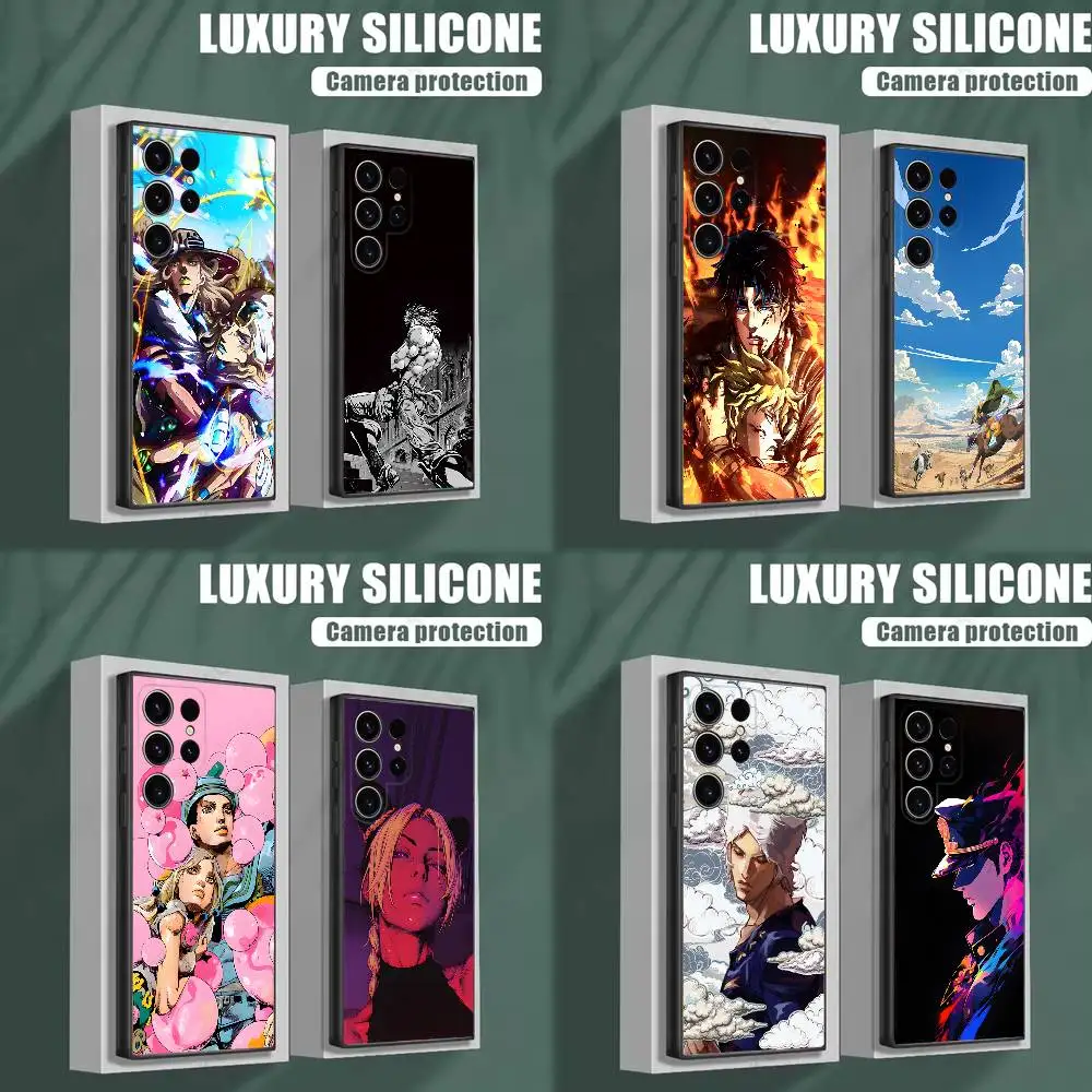 

Hot J-JOJO-O cartoon Phone Case For Samsung S25,S24,S23,S22,S21,S20,S10,Ultra,Plus,Lite,FE,Soft Silicone Black Cover