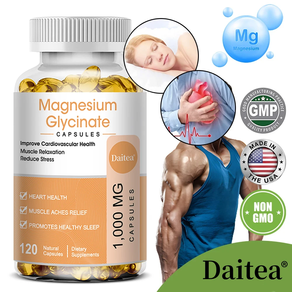 Magnesium Glycinate Supplement, Promotes Natural Sleep, Reduces Stress and Anxiety, Magnesium Vitamin Supports Bone Health