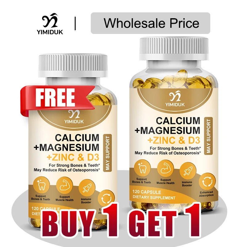 

Buy 1 Get 1 Free! Calcium Magnesium Zinc & D3 Supplement, for Complete Bone, Immune Defense & Sleep Aid, Vitality, Men & Women