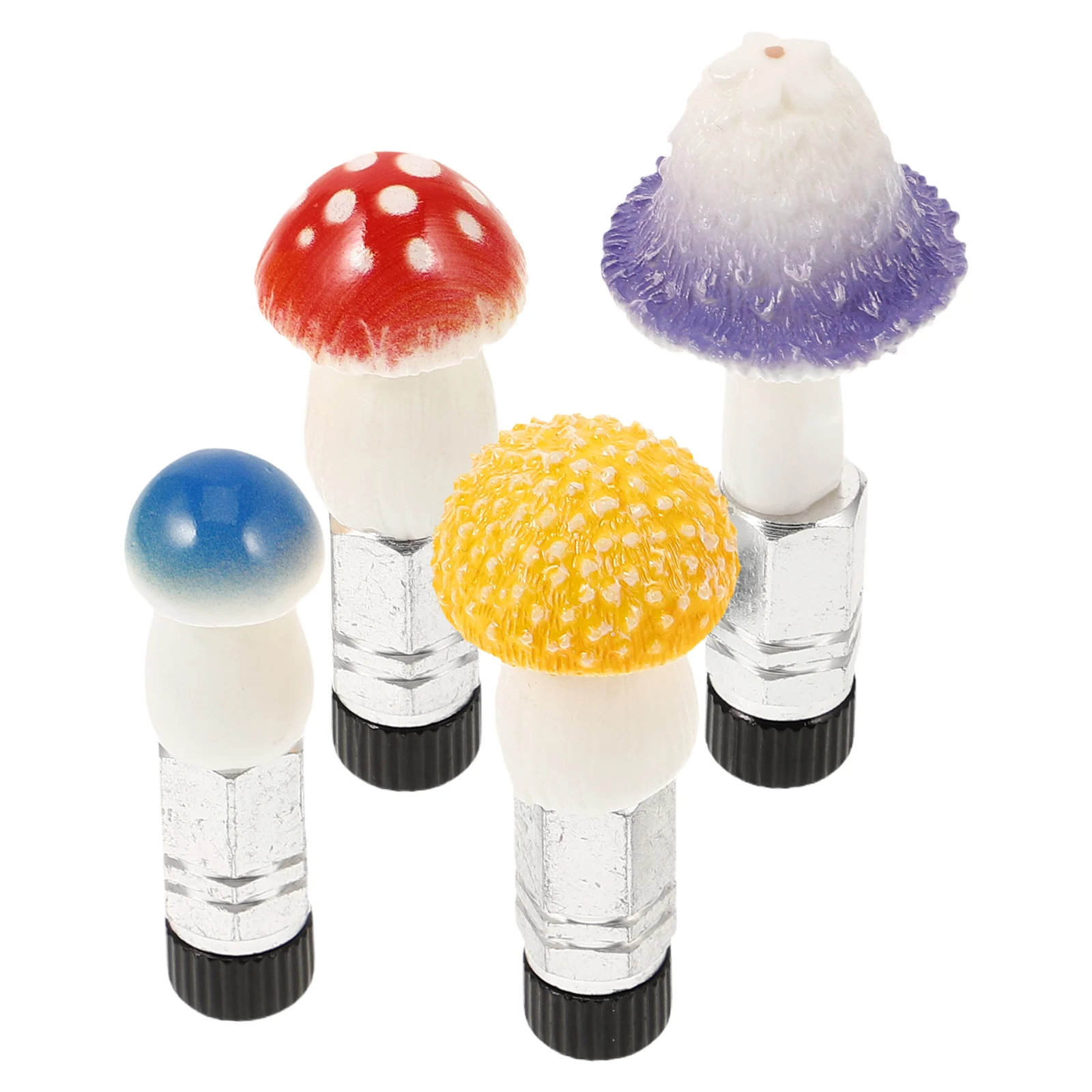 

4pcs Mushroom Tire Valve Caps Decoration Metal Replacement Car Accessories Valve Core Set Dust Cap