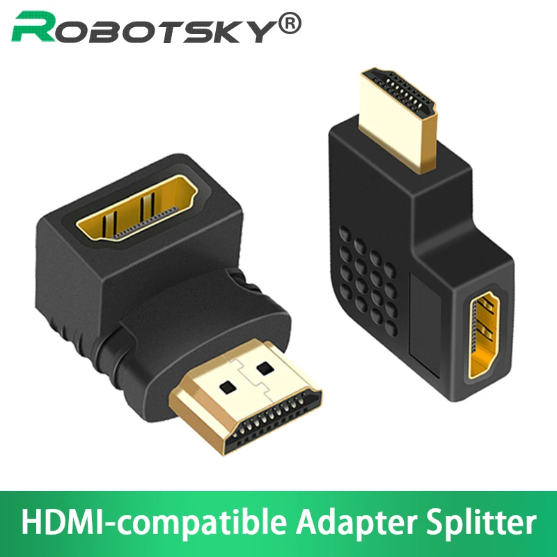 HDMI-compatible Adapter Splitter Male To Female 90 270 Degree Right Left Converter Extender For PS4 HDTV Laptop Monitor Adapter