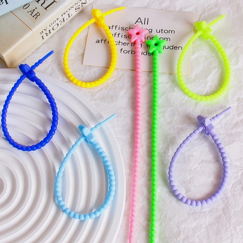 DIY Jewelry Key Chain Self-Locking Lanyard Strap Candy-Colored Five-Pointed Star Silicone Rope 22cm Dress Tags Rope