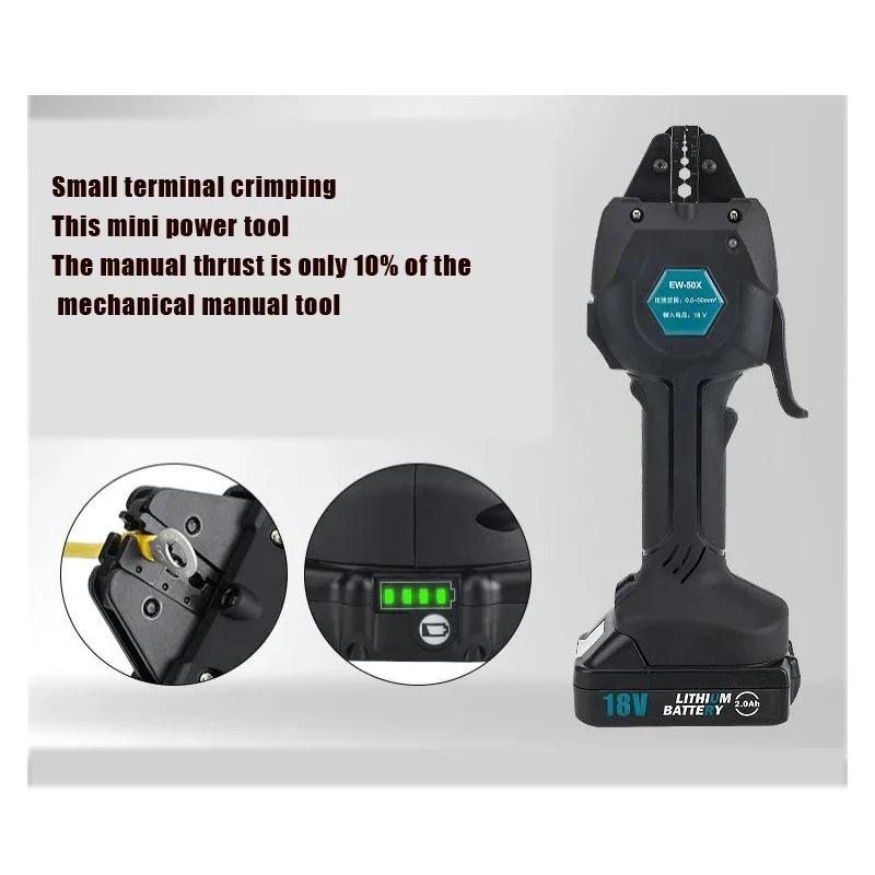 New EW-50X Rechargeable Crimping Pliers Electric Photovoltaic Cold-press Terminal Pre-insulated Tubular Terminal Crimping Pliers