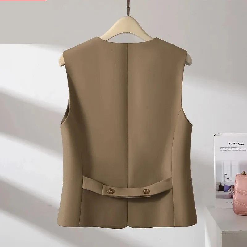 

Black Suit Vest Jacket Women's Spring Autumn 2025 New Fashion Sleeveless Coat Female Single breasted short Casual Waistcoat TopS