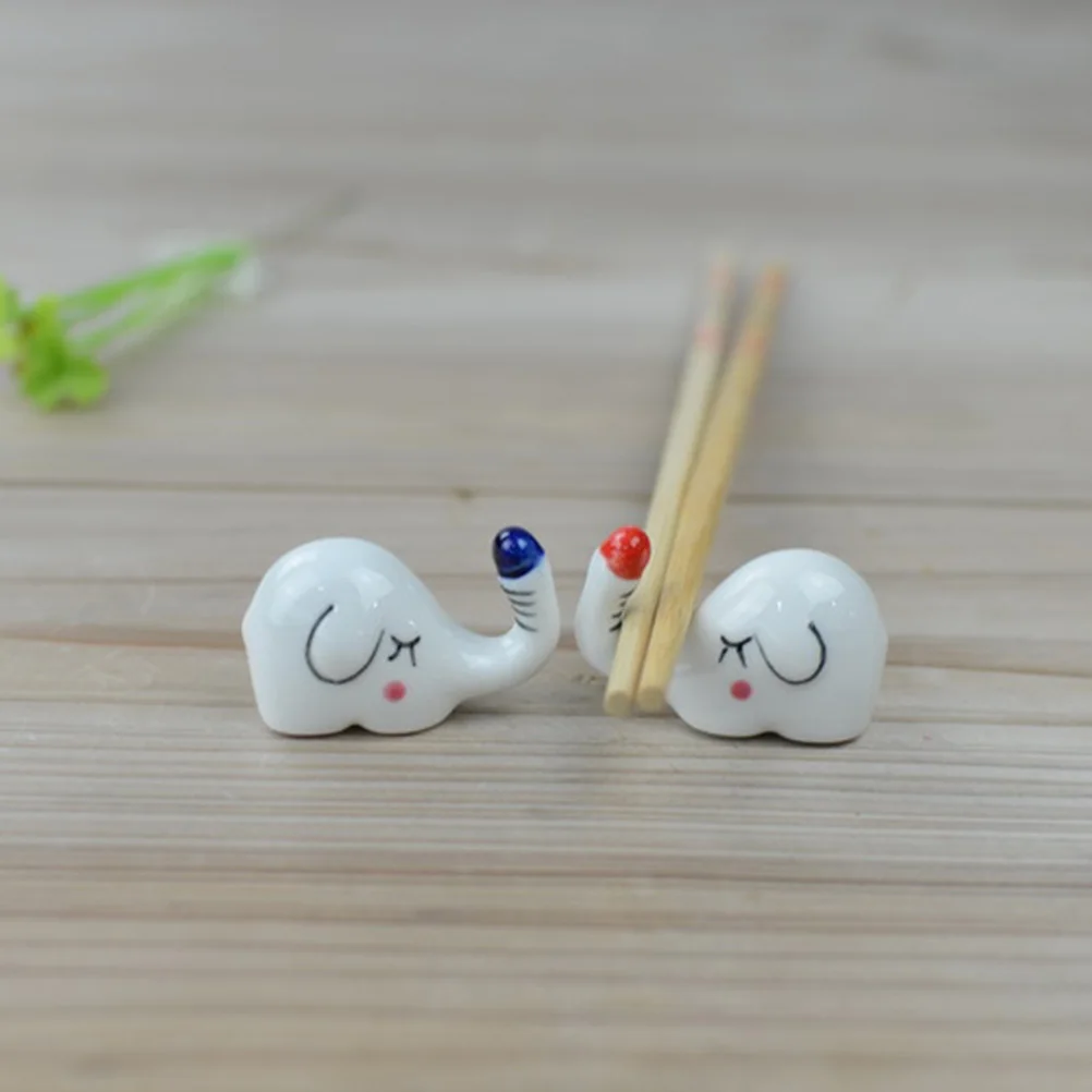 

4Pcs Ceramic Chopstick Holder Creative Elephant Shape for Dining Table Easy Clean Stand Rests Ceramic Chopstick Rest