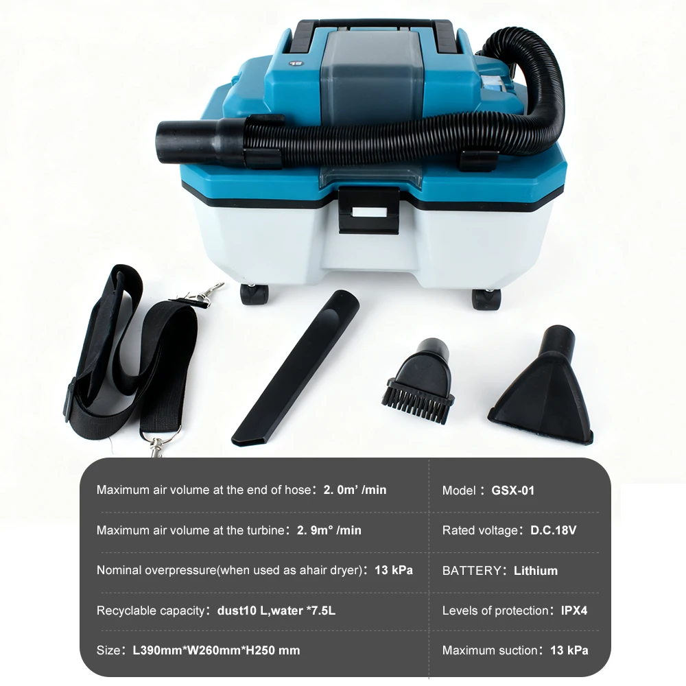Bezprzewodowy odkurzacz do pracy na sucho i mokro, przenośny odkurzacz bezszczotkowy, zasilany baterią litową, pochłaniacz pyłu do Makita, do garażu i warsztatu.