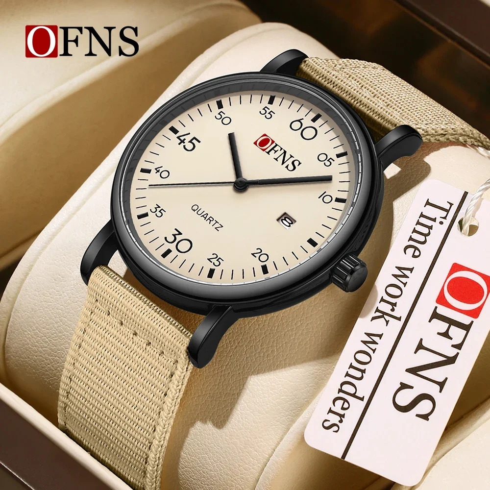 ساعة OFNS 1593 للرجال 3ATM مقاومة للماء وخفيفة الوزن بتصميم ريترو وألوان متباينة وعصرية كاجوال للجنسين