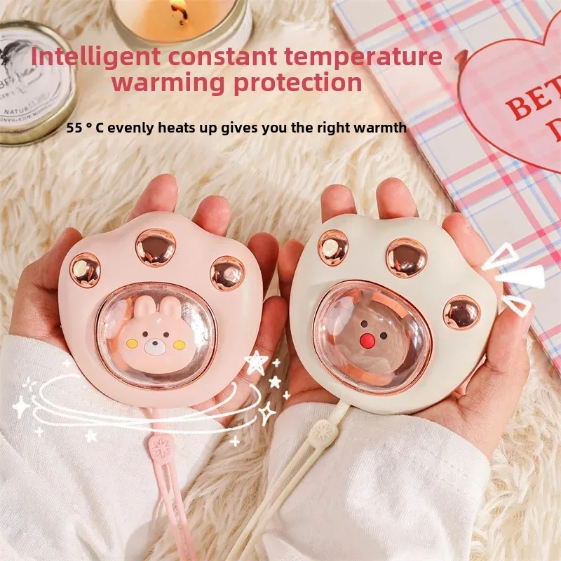 Portable Mini USB Heated Hand Warmer 24 Cat Paw Design Rechargeable Handheld Baby Warmer Ideal For Students And Travel