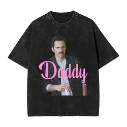 ユニセックスのウォッシュドコットンTシャツ,ストリートウェア,トップス,テレビ映画スター,daddy,ユニセックス,swan,トワイライト,daddy,原宿,ヒップホップスタイル