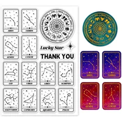 12 Astrology Cards Clear Stamps 12 Constellations Cards Clear Stamps Lucky Star Silicone Stamps for DIY Scrapbooking Photo Album