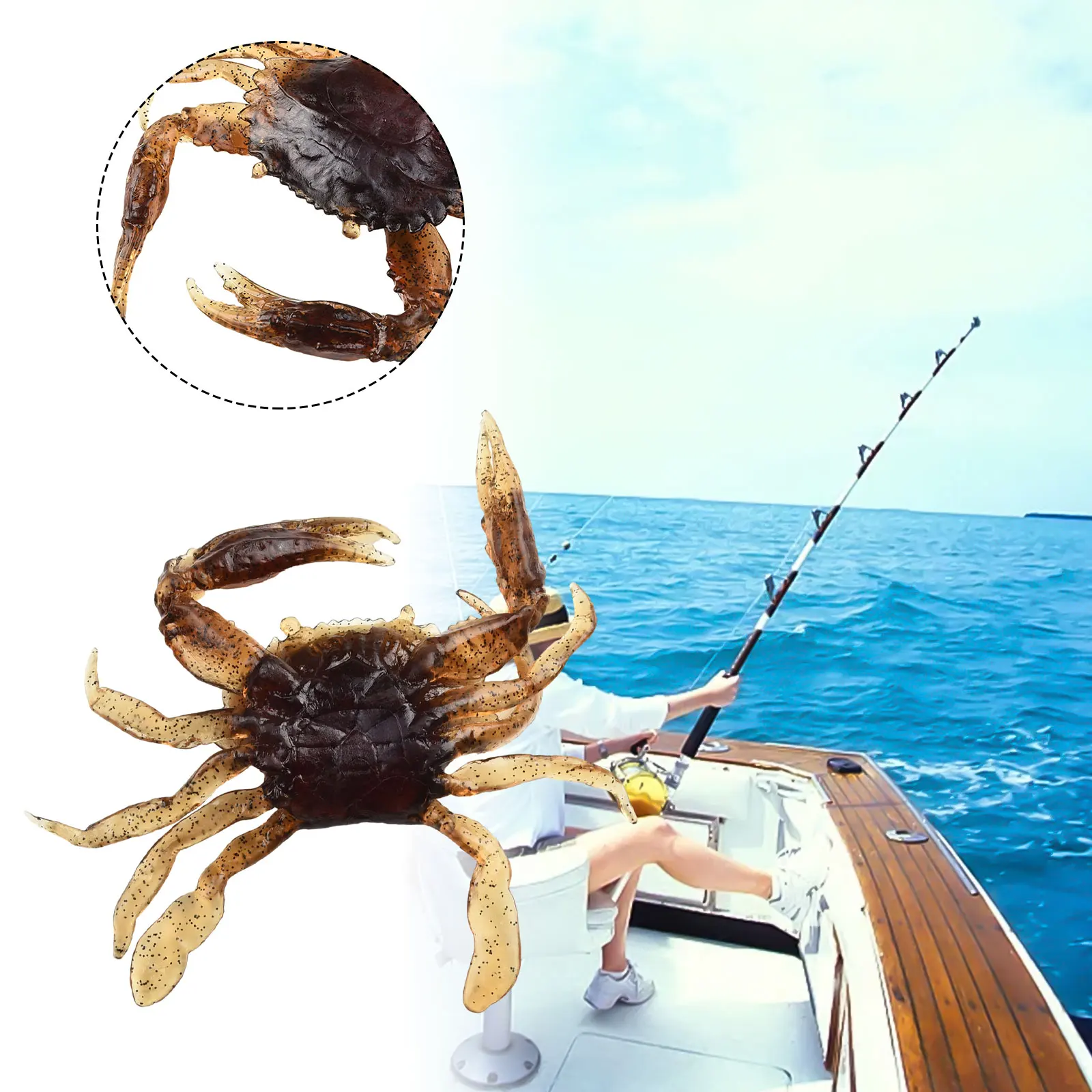 

1pc Soft Crab Bait 125mm 36g PVC 3D Crab Soft Bait Sea Fishing Equipment Artificial Crab Bait Trap For Beach Boat Kayak Fishing