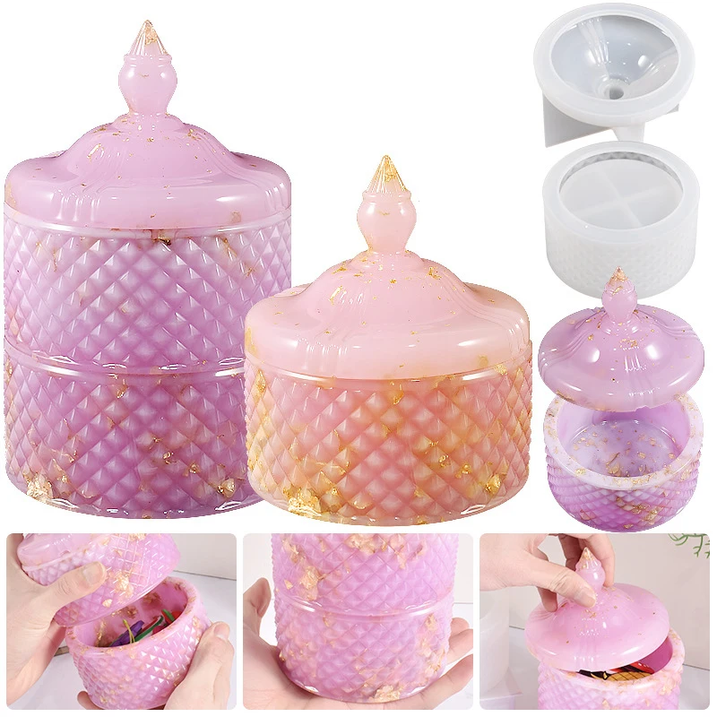 

New Stackable Storage Box Resin Molds Silicone Organizer Mold For Epoxy Resin Casting Jewelry Case With Lid DIY Candy Container