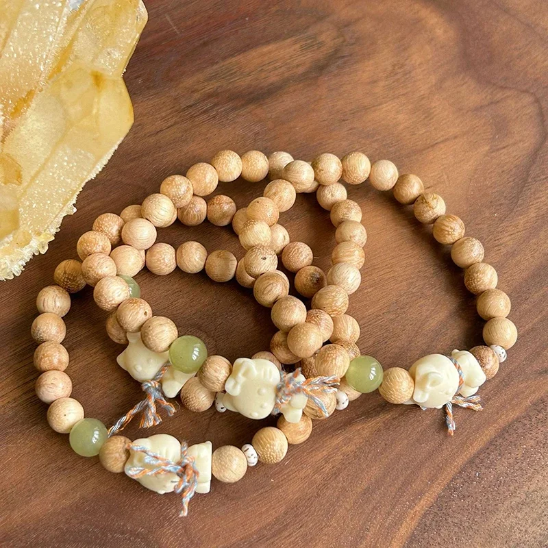 

Milk Scented Wood Bracelet White Elephant Tooth Fruit KT Cat DIY Men's And Women's Cultural Toys Buddha Bead Jewelry